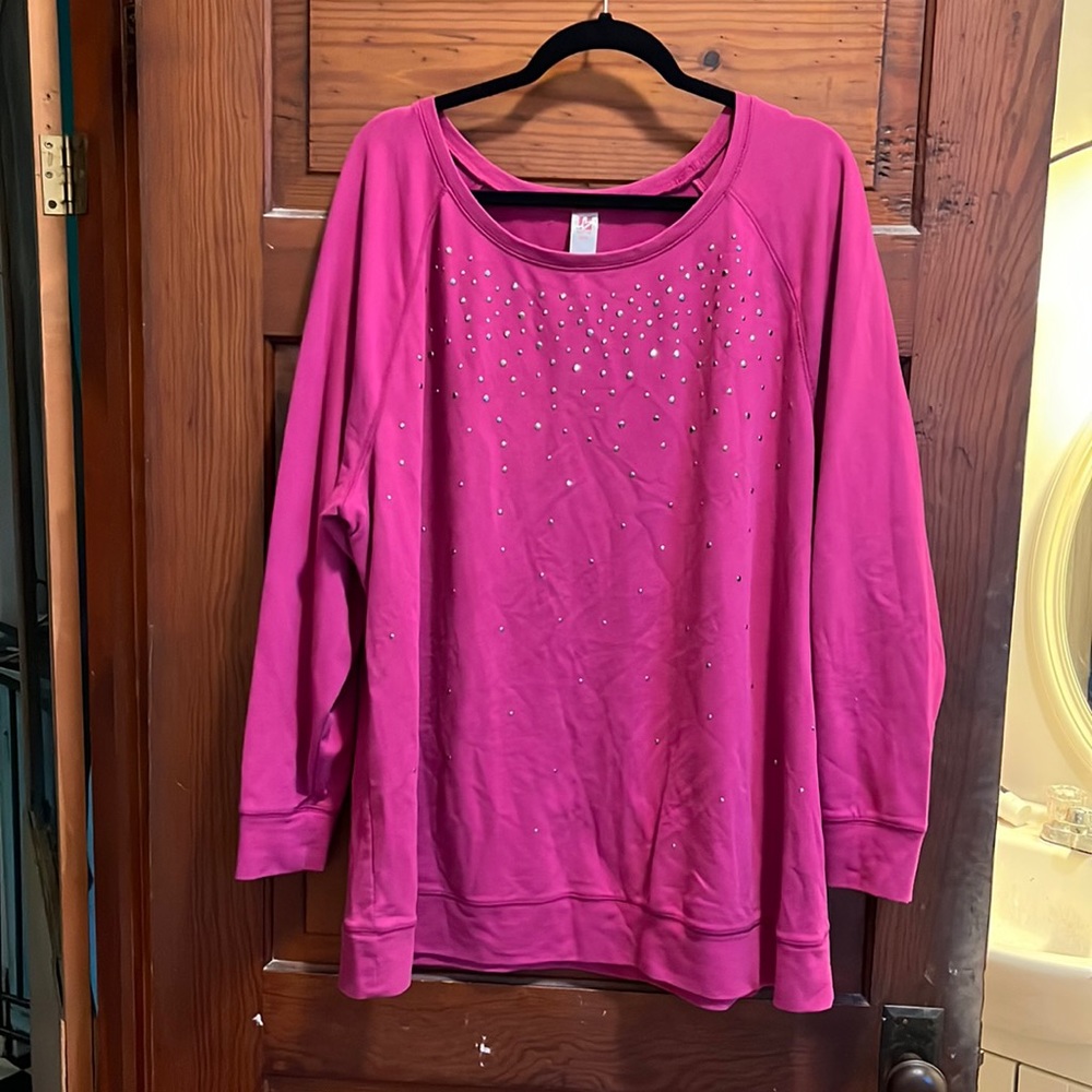 Violet long sleeve Lane Bryant top with silver little sequins